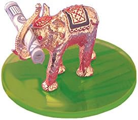 Miniatura 3 de Figura de elefante dorado para atraer la buena suerte y la riqueza con ojos de cristal de Swarovski rojos y un disco acrílico verde fabricado en