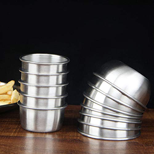 YARNOW 6 peças de 80 ml de molho de aço inoxidável, pratos redondos para temperos de sushi