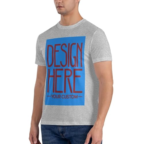 Custom Men's Short Sleeved T-Shirt, Personalized Text, Image, Pattern Fashion Short Sleeved T-shirt74 Gray