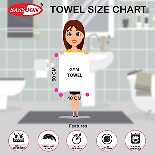Image of Sassoon Microfiber Gym Towel (Set of 2, Teal) in 450 GSM for Men & Women Super Soft Towel, Fast Drying & Light Weight Ultra Absorbent Sports Towels, Use for Body and Face During Work & Travel