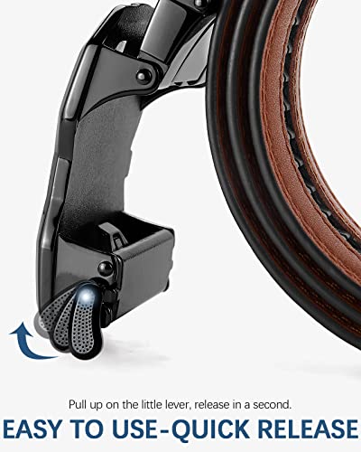 Image of BOSTANTEN Ratchet Belts for Men Leather Trim to Fit 1 3 /8 inch Gift Boxed