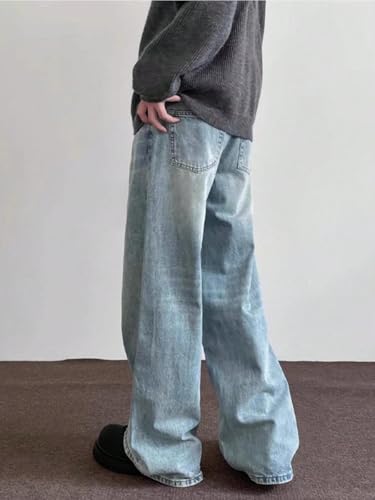 Image of GRECIILOOKS Men Jeans || Baggy Fit Jean's for Man || Loose Fit High Rise Denim || Stretchable Casual Wear Jean,s || Dance Rap Rapping Style Pant for Men || Denim Cotton Jeans