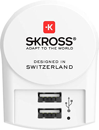 SKROSS - Caricatore a 2 Porte USB 2.4 A, caricatore da parete compatto – Francia