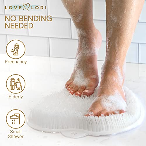 Love, Lori Foot Scrubber For Use In Shower - Foot Cleaner & Shower Foot Massager Foot Care For Men & Women To Improve Circulation & Soothe Achy Feet - Non Slip Suction (Clear) - Shower Chair Friendly #TOP3