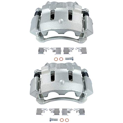 Image of TRQ Front Driver and Passenger Side Brake Caliper Set Caliper Brackets Hardware Compatible with 99-04 Ford F-250 Super Duty 99-04 Ford F-350 Super Duty 00-05 Excursion