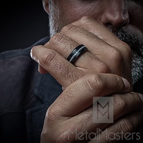 Black Titanium Men's Eternity Wedding Band Ring with Cubic Zirconia CZ, Comfort Fit 8mm4