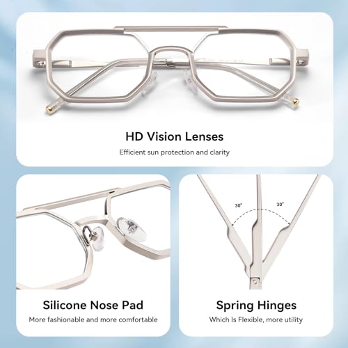 Dollger square aviator blue light glasses for men Retro steam punk sunglasses men Metal Frame UV 400 Protection4