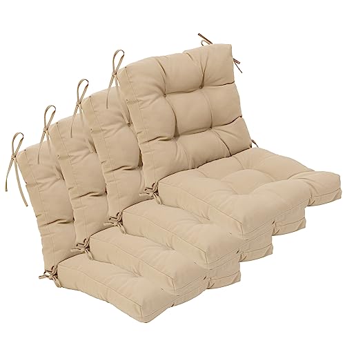 Image of QILLOWAY Outdoor Chair Cushion for Patio Furniture, Waterproof Patio Cushions Set of 4 with Ties, Fade Resistant Replacement Pads for Outdoor Rocking Chairs,Beige,Sand,Camel