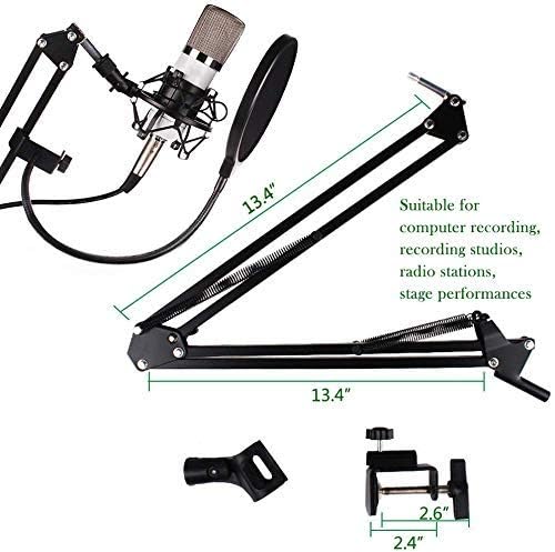 Image of CLAPONE Microphone Stand for Voice Recording, For Singing, Microphone Stand with Pop Filter for Singing Studio Recording Mic Holder for Broadcasting