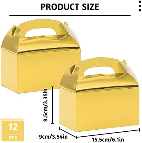 Cisolen 12 Pieces Cupcake Boxes Cake Gift Box Kids Party Cake Paper Boxes Cake Muffins Candy with Handles for Kids Birthdays Baby Shower Weddings