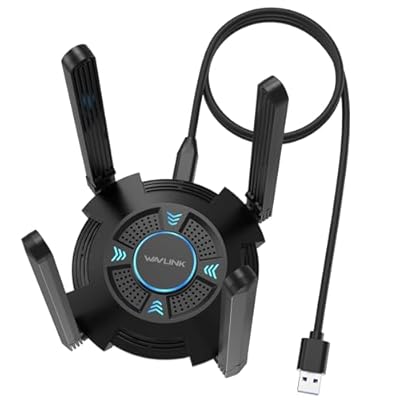 WAVLINK Adaptador WiFi 6E Potente AX5400, Tarjeta de Red Inalámbrica con 2,4/5/6GHz, Controlador Integrado, 4 Antenas de 5dBi, Windows 11/10 | Ya disponible en tu tienda friki favorita! En mundofriki.es!
