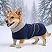 Geyecete Corgi Sweater for Dogs Corgi Coat for Dogs Winter Coat with Padded Fleece Lining and high Collar,Dog Snowsuit mini Corgi Sweater-Navy-XS