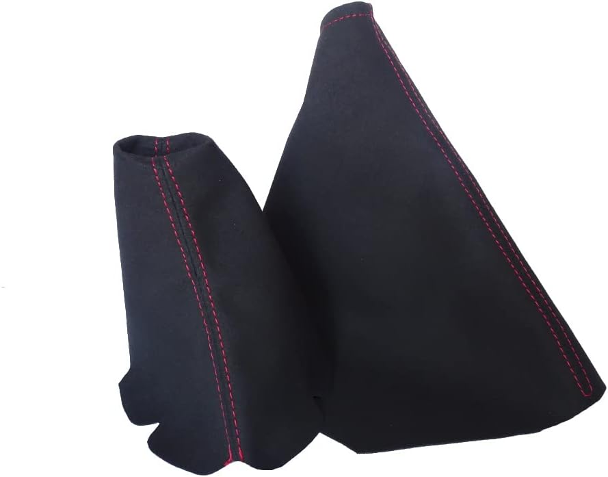 Ltd Compatible with Shift Boot & E Brake Boot for Chevrolet Corvette C5 MK5 1997-2004 Faux Suede Red Stitching
