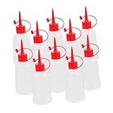 MUELODSIC 10 Stück Kunststoff Tropfflaschen mit Nadelspitze 100 ml Ldpe Leimflaschen mit Rotem Deckel Quetschflasche für Industriekleber Gel Öl Waschflaschen für Selbstgemacht Etiketten und Tattoo