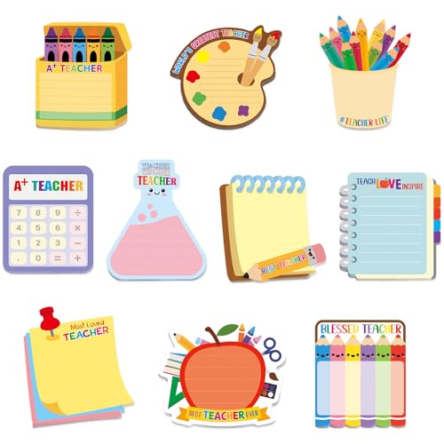 Ceiba Tree 30pcs Teacher Sticky Notes Colorful Self-Sticky Memo Pads Appreciation Gifts for Teacher Appreciation Week Staff Coworker Graduation Back to School Office Supplies
