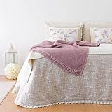 Casa da Laura - Edredón Efecto Waffle Lino - 100% Algodón - 200 gr./m2-280 x 270 cm - - Geométrico - Fabricado Portugal