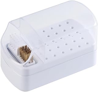 2 in 1 Nail Drill Bit Holder and Nail Drill Bits Cleaner Brush Case, 30 Holes Nail Drill Bits Organizer Display Stand Container Box, Manicure Drill Cleaning Brush, Professional Nail Tools