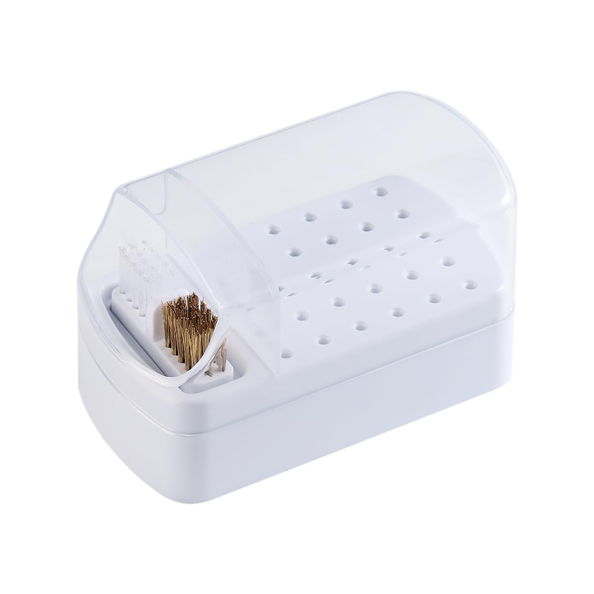 2 in 1 Nail Drill Bit Holder and Nail Drill Bits Cleaner Brush Case 30 Holes Nail Drill