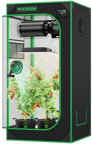 Barraca hidropônica de Mylar 61 x 61 x 122 cm, com janela de obse...