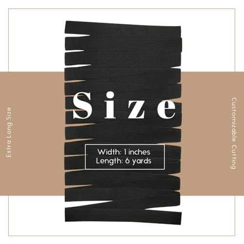 Dreamlover Black Elastic Spool Elastic Sewing Band for Wigs Waistband Underwear Pants Shoes Sheets Costumes Craft DIY Projects, 1 Inch x 6 Yards