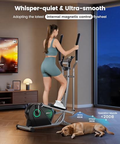 Image of Dripex Elliptical Exercise Machine, Ultra Quiet Magnetic Trainer for Home | 16-Level Resistance, 13.2LBS Flywheel, Pulse Sensor & LCD Monitor for Smooth, Low-Impact Cardio Training at Home