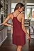 Ekouaer Nightgowns for Women Cotton Sleepwear Adjustable Spaghetti Strap Sleepshirt Racerback Night Dress with Pockets Wine Red XL