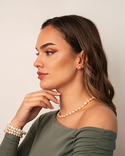 Image of Secret & You Woman Bracelet with White or Colorful Baroque Freshwater Cultured Pearls - 8-9 mm -18 cm Elasticated Band