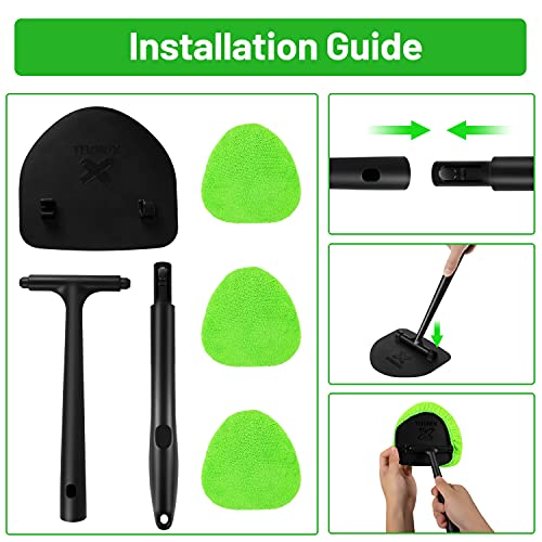X Xindell Windshield Cleaning Tool, 22Inch Interior Car Window Cleaner Detailing Kit, Glass Wipes Washer Windshield Fluid Wiper Automotive Exterior Accessories-Includes 3 Microfiber Cloths (Triangle) #TOP5