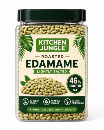 Image of Kitchen Jungle Roasted Edamame 750g | VALUE PACK | High Protein Snack (46%) | No Added Oil | Rich in Fibre | Roasted Green Soybeans | Vegan & Gluten Free