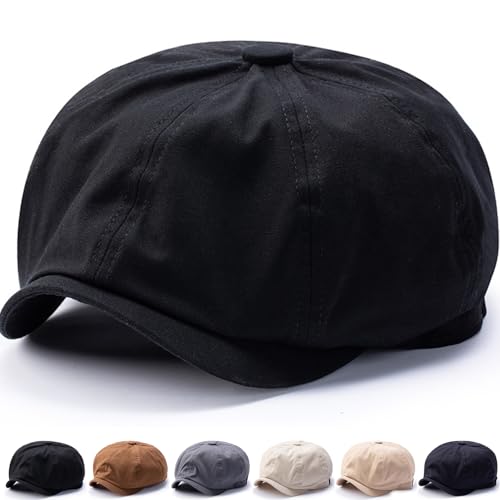 MUNULA Gorra grande de Newsboy XL-XXL (banda elástica de 24 a 25.6 pulgadas), sombreros de cabeza grande para hombre, sombrero de hiedra, Negro -, XL/XXL