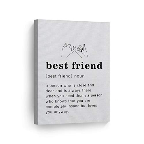 Smile Art Design Funny Noun Dictionary Definition of Best Friend Canvas Print Inspirational Quote Sign Office Living Room Bedroom Bathroom Wall Decor Home Wall Art Ready to Hang Made in USA 12x8