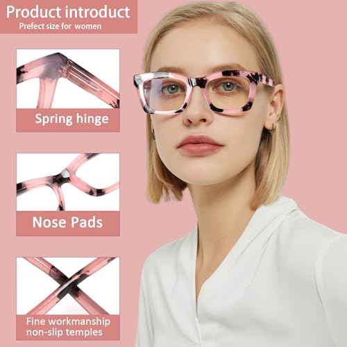 6 Pack Oprah Style Reading Glasses for Women Blue Light Blocking Computer Square Readers with Spring Hinge (Mix Color-5, 2.00, x) by ZOECENT - Used condition - Image 7