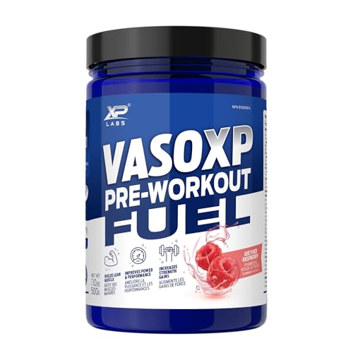 XP Labs VASO XP | Pre-Workout Creatine | MADE IN CANADA | Juicy Red Raspberry - 500G | Builds Lean Muscle | Improves Power & Performance | Increases Strength Gains