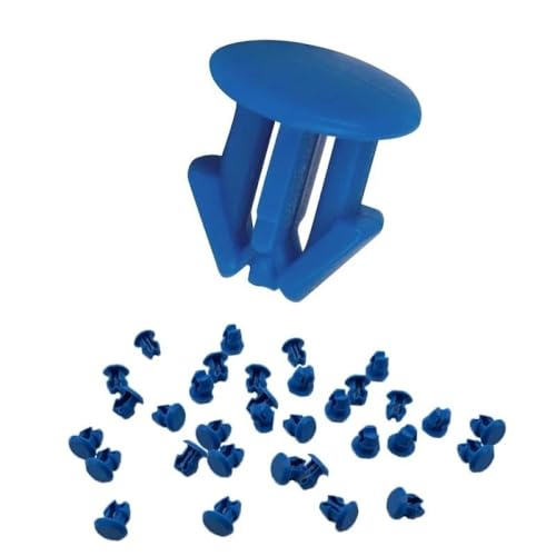 100 PZ Bottoni Targa Auto GAMBC® - Clip - Bottoni Ferma Targa - Tappi per Ripristino Targhe Auto - Materiale ABS - UNIVERSALE per targhe Italiane (BLU)