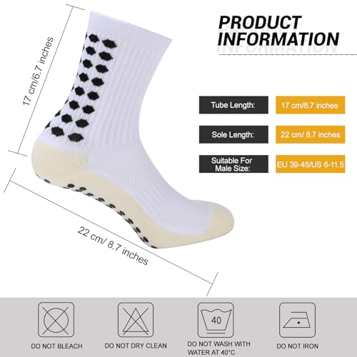 Ultrafun 3/5 Pairs Soccer Socks with Grip Pads Non Slip Football Basketball Sports Socks for Men Women2