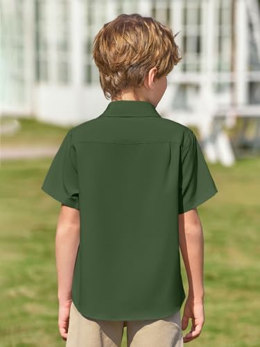 Image of Haloumoning Boys Short Sleeve Dress Shirts Button Down Formal Uniform Shirt