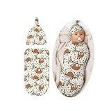 Cute Sloth Baby Stuff Swaddle Blanket Hat Set, Soft and Stretchy Newborn Sleeping Sack Receiving Blanket Shower Gift for Boys Girls