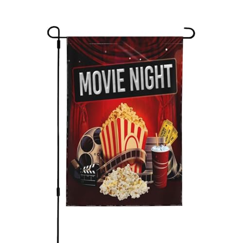Retro Theater Movie Night Flags, Garden Yard Flags, Home Holiday Party, Lawn, Outdoor Decoration