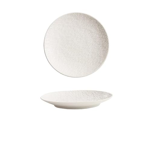 ULTRAWAVE Dinner Plate Shallow Ceramic Plates With Rock Texture, Western-style Dinner Plates, Pasta Salad Plates, Round Breakfast Plates For Home Use Dish Plates(A,M)