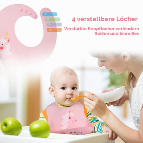 Vicloon Silikon Baby Lätzchen, 2 Stück Baby Lätzchen mit Auffangschale, BPA Frei, Einfache Reinigung… – Ansicht 5