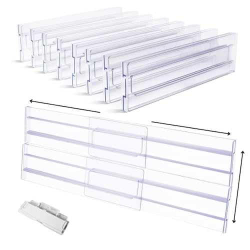 Lyfelights 8 Pack Drawer Dividers – Stackable, Adjustable & Expandable Organisers (12.2–21.4) for Deep Drawers – Clothes, Baby Items, Makeup, Kitchen & Office.