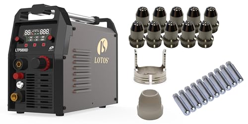 Image of LOTOS LTP5800D 58A Pilot Arc Plasma Cutter 5/8" 16mm Clean Cut 3/4" 20mm Severance Cut, Dual Voltage 110V 220V + Lotos PCS22 Plasma Cutter Consumables Sets