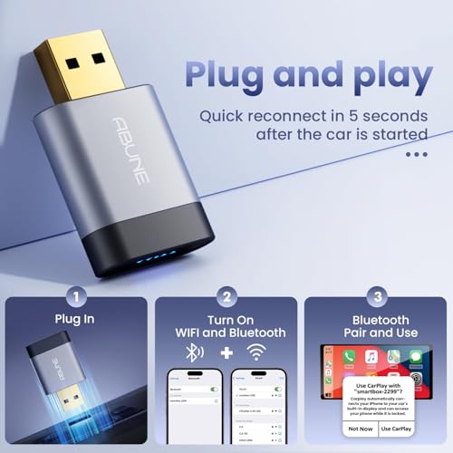 2025 Mini Wireless CarPlay Adapter for iPhone & Android Auto, Easy to Use Bluetooth Dongle with Fast Stable Connection, Converts Wired to Wireless Car Play Adapter, for 2016+ Vehicles with USB-A/C