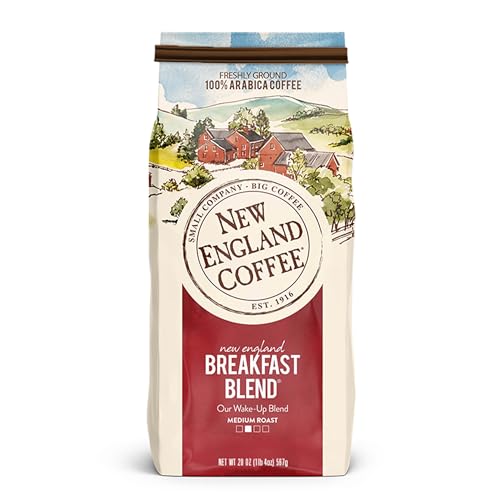 Image of New England Coffee Breakfast Blend Medium Roast Ground Coffee, 20oz Bag (Pack of 1)