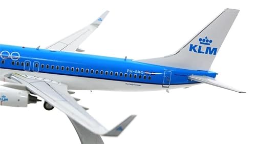 Jfox Klm Royal Dutch Airlines For Boeing 737-8K2 Ph-Bxc 100Th Year Logo With Stand 1/200 Diecast Aircraft Pre-Built Model #TOP4