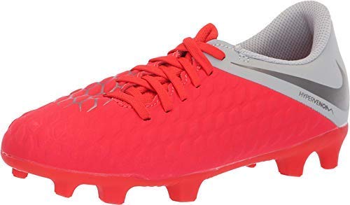 NIKE Jr Hypervenom 3 Club FG, Zapatillas Unisex niño, Multicolor (Lt Crimson/Mtlc Dark Grey/Wolf Grey 001), 28 EU