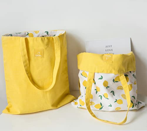 Double-Sided-Canvas-Tote-Bags-Reusable-Grocery-Shopping-Bags-for-Women-Girls-and-Kids-Pack-of-3-OrangeYellow-Green
