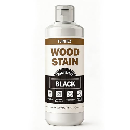 Black Wood Stain 8.5oz/250ml Water Based Wood Stain Premium Indoor & Outdoor Wood Finish for Furniture Cabinets Doors & Wood Surfaces - Fast Drying Low Odor Non-Toxic & Easy to Use