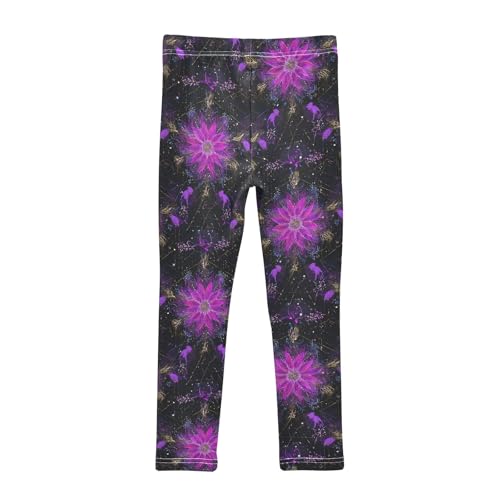 Girls' Athletic Leggings Ankle Length Yoga Dance Pants Kids Teen 4T Flower Vector Universe2