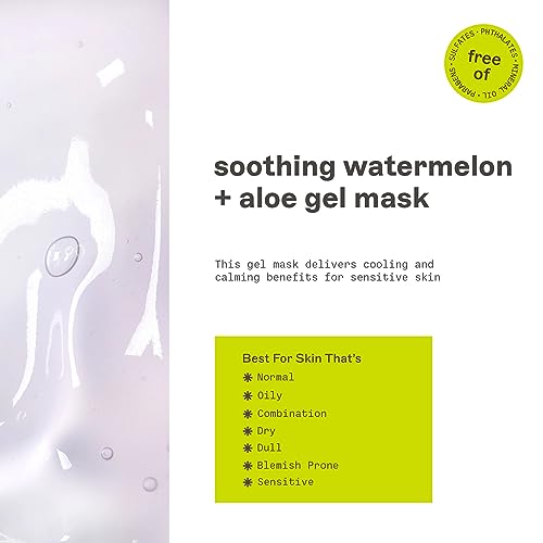 Freeman Soothing Watermelon & Aloe Gel Facial Mask, Hydrates, Nourishes, & Soothes Irritated Skin, Cooling, Calming Gel Face Mask, For Sensitive & Break-Out Prone Skin, 6 fl.oz. Tube, 1 Count
